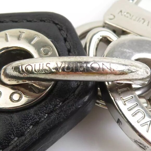 Auth LOUIS VUITTON Charm Key Ring Black/Silver Metal/Leather - Picture 8 of 8